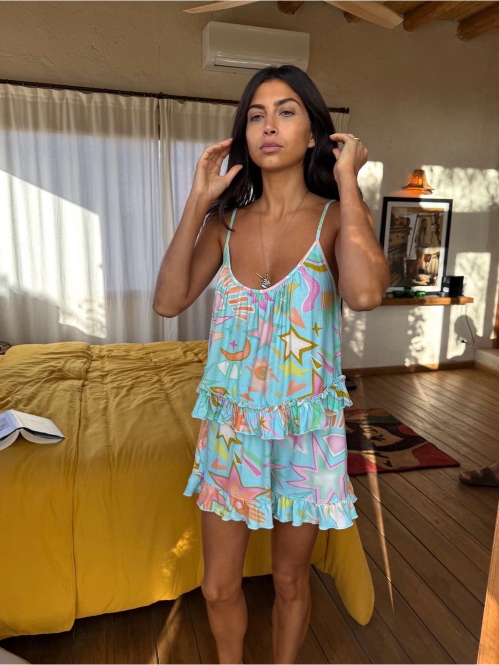 NEVER FULLY DRESSED BLUE 'STARBURST' CAMI SHORT PJ / BEACH SET - BNWT - SZ18